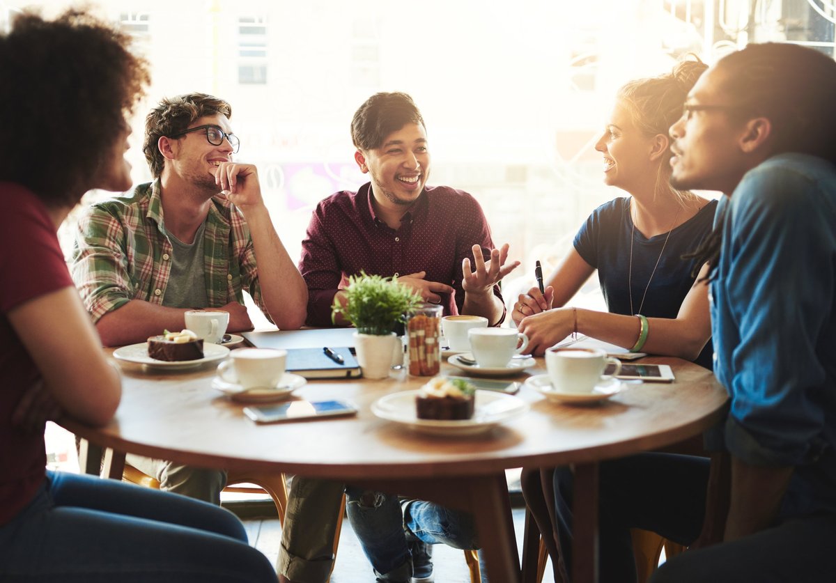 Friends enjoying coffee together